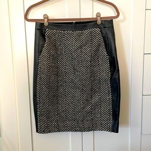 NWT J.CREW COLLECTION TWEED/leather pencil skirt
